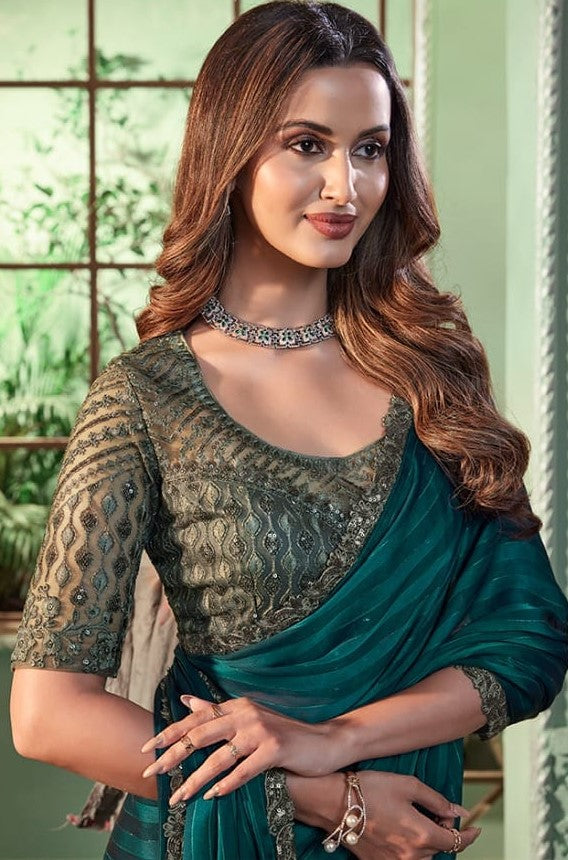 Party Wear Saree with Rich Copper Bouse (A11)