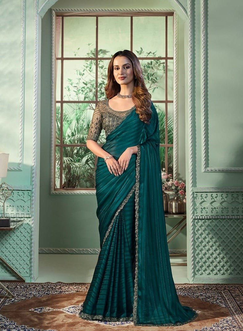 Party Wear Saree with Rich Copper Bouse (A11)