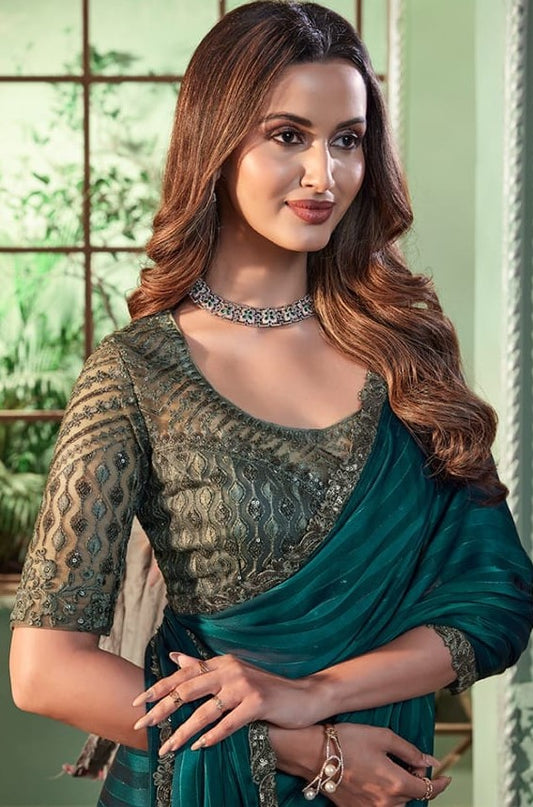 Party Wear Saree with Rich Copper Bouse (A11)